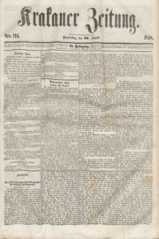 Krakauer Zeitung.Jg.2, Nro. 194 (26 August 1858)