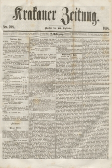 Krakauer Zeitung.Jg.2, Nro. 208 (13 September 1858)