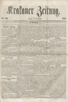 Krakauer Zeitung.Jg.2, Nro. 230 (8 October 1858) + dod.