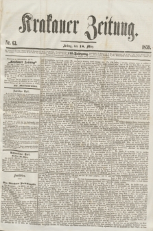 Krakauer Zeitung.Jg.3, Nr. 63 (18 März 1859)