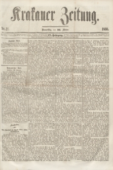 Krakauer Zeitung.Jg.4, Nr. 21 (26 Jänner 1860)