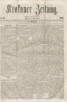 Krakauer Zeitung.Jg.4, Nr. 41 (20 Februar 1860) + dod.