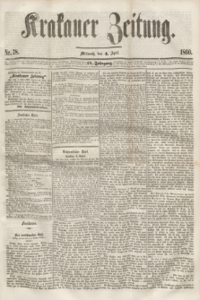 Krakauer Zeitung.Jg.4, Nr. 78 (4 April 1860) + dod.