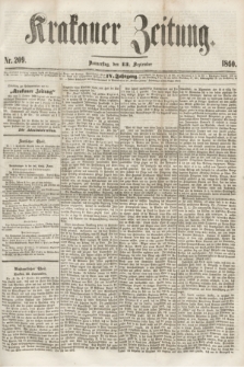 Krakauer Zeitung.Jg.4, Nr. 209 (13 September 1860)