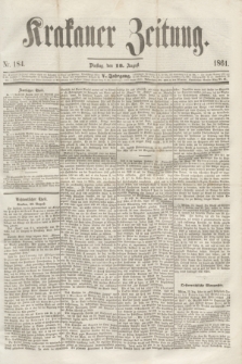 Krakauer Zeitung.Jg.5, Nr. 184 (13 August 1861)