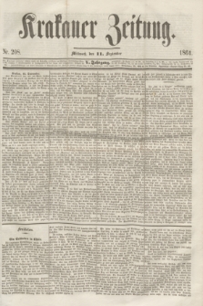 Krakauer Zeitung.Jg.5, Nr. 208 (11 September 1861)