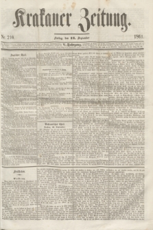 Krakauer Zeitung.Jg.5, Nr. 210 (13 September 1861)