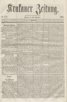 Krakauer Zeitung.Jg.5, Nr. 212 (16 September 1861)