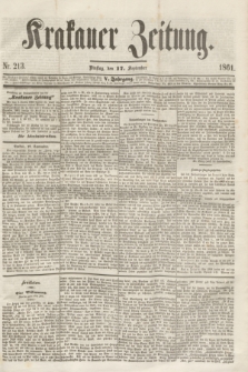 Krakauer Zeitung.Jg.5, Nr. 213 (17 September 1861)