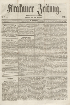 Krakauer Zeitung.Jg.5, Nr. 214 (18 September 1861)