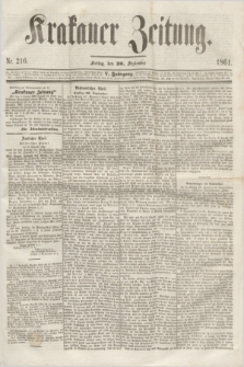 Krakauer Zeitung.Jg.5, Nr. 216 (20 September 1861)