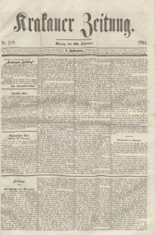 Krakauer Zeitung.Jg.5, Nr. 218 (23 September 1861)