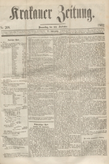 Krakauer Zeitung.Jg.6, Nr. 208 (11 September 1862)