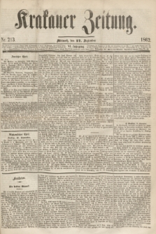 Krakauer Zeitung.Jg.6, Nr. 213 (17 September 1862) + dod.