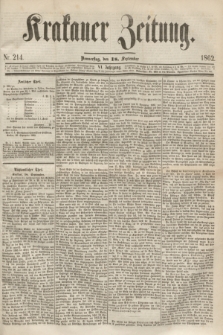 Krakauer Zeitung.Jg.6, Nr. 214 (18 September 1862) + dod.