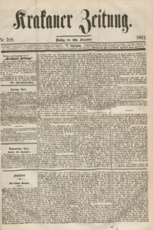 Krakauer Zeitung.Jg.6, Nr 218 (23 September 1862)