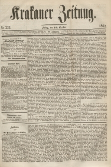Krakauer Zeitung.Jg.6, Nr. 233 (10 October 1862)