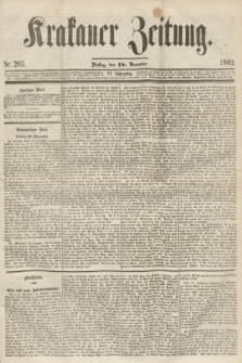 Krakauer Zeitung.Jg.6, Nr. 265 (18 November 1862) + dod.