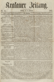 Krakauer Zeitung.Jg.7, Nr. 32 (10 Februar 1863)