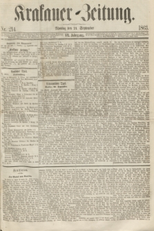 Krakauer Zeitung.Jg.7, Nr. 214 (21 September 1863) + dod.