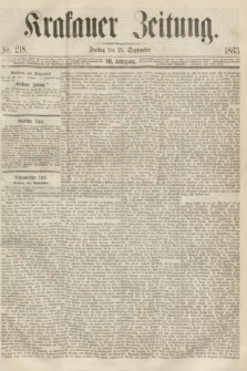 Krakauer Zeitung.Jg.7, Nr. 218 (25 September 1863)