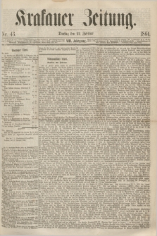 Krakauer Zeitung.Jg.8, Nr. 43 (23 Februar 1864)