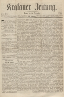 Krakauer Zeitung.Jg.8, Nr. 218 (23 September 1864)
