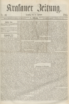 Krakauer Zeitung.Jg.9, Nr. 46 (25 Februar 1865)