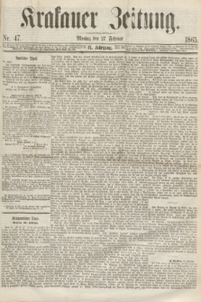 Krakauer Zeitung.Jg.9, Nr. 47 (27 Februar 1865)