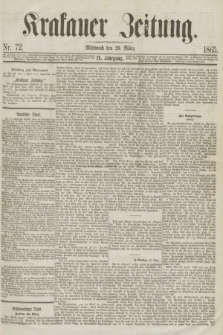 Krakauer Zeitung.Jg.9, Nr. 72 (29 März 1865)