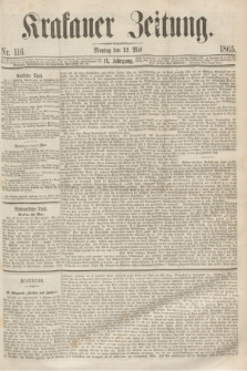Krakauer Zeitung.Jg.9, Nr. 116 (22 Mai 1865)