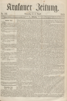 Krakauer Zeitung.Jg.9, Nr. 181 (10 August 1865)