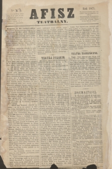 Afisz Teatralny.[R.1], nr 3 (24 października 1871) + dod.