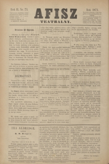 Afisz Teatralny.R.2, nr 73 (23 stycznia 1873) + dod.