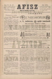 Afisz Teatralny.R.4, nr 27 (17 listopada 1874) + dod.