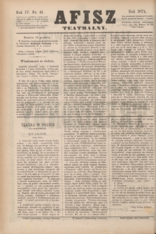 Afisz Teatralny.R.4, nr 41 (12 grudnia 1874) + dod.