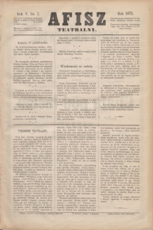 Afisz Teatralny.R.5, nr 7 (17 października 1875) + dod.