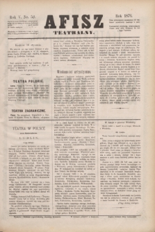 Afisz Teatralny.R.5, nr 52 (16 stycznia 1876) + dod.