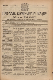Dziennik Komisarjatu Rządu na M. St. Warszawę.R.2, № 179 (11 sierpnia 1921) = № 306