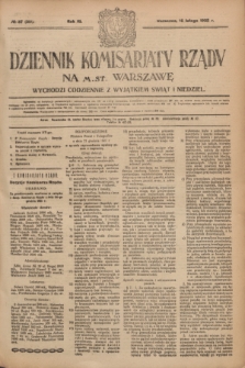 Dziennik Komisarjatu Rządu na M. St. Warszawę.R.3, № 37 (15 lutego 1922) = № 369