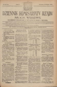Dziennik Komisarjatu Rządu na M. St. Warszawę.R.3, № 249 (4 listopada 1922) = № 581