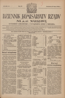 Dziennik Komisarjatu Rządu na M. St. Warszawę.R.4, № 160 (20 lipca 1923) = № 784