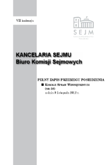 Pełny Zapis Przebiegu Posiedzenia Komisji Spraw Wewnętrznych (nr 56) z dnia 9 listopada 2012 r.