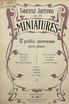 „Miniatures” : 12 petits morceaux : pour piano : Op. 23