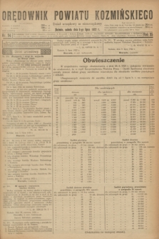 Orędownik Powiatu Koźmińskiego. R.35, nr 54 (8 lipca 1922) + dod.