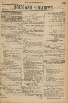 Orędownik Powiatowy. R.35, nr 75 (20 września 1922)