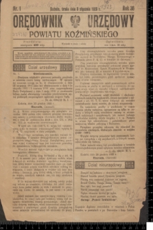 Orędownik Urzędowy Powiatu Koźmińskiego. R.36, nr 1 (3 stycznia 1923)