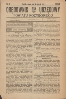 Orędownik Urzędowy Powiatu Koźmińskiego. R.36, nr 4 (13 stycznia 1923)