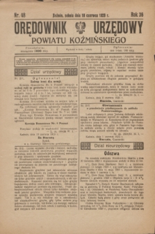 Orędownik Urzędowy Powiatu Koźmińskiego. R.36, nr 48 (16 czerwca 1923)