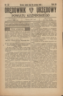Orędownik Urzędowy Powiatu Koźmińskiego. R.36, nr 52 (30 czerwca 1923)